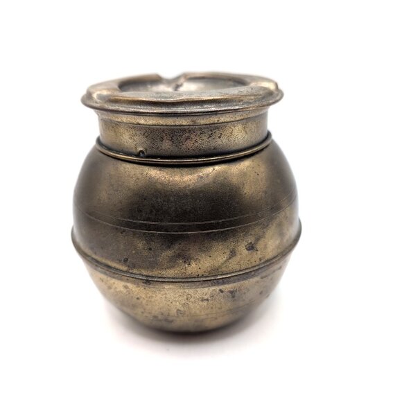 Vintage Nevasmok Patent Pending Railroad Brass Ashtray Spittoon 4" NY USA GUC - Picture 1 of 9